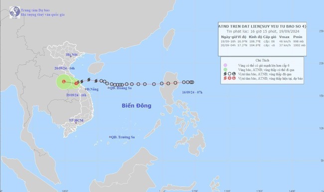 Bão số 4 suy yếu thành áp thấp nhiệt đới - Ảnh 1.